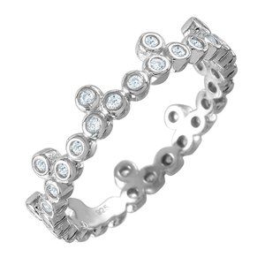 Sterling Silver 925 Rhodium Plated CZ Stackable Eternity Ring